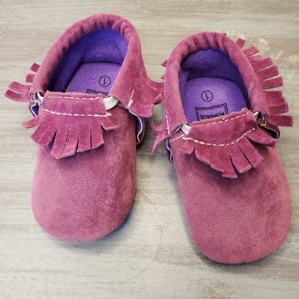 Romirus Purple Suede Baby Moccasins Size 1 (Se3)